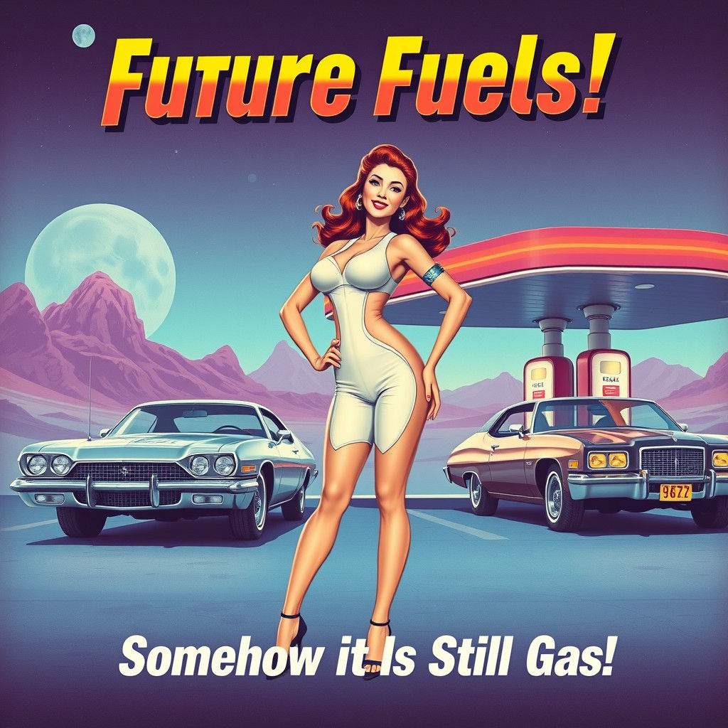 Retro Sci-Fi Poster: Future Fuels on Alien Planet