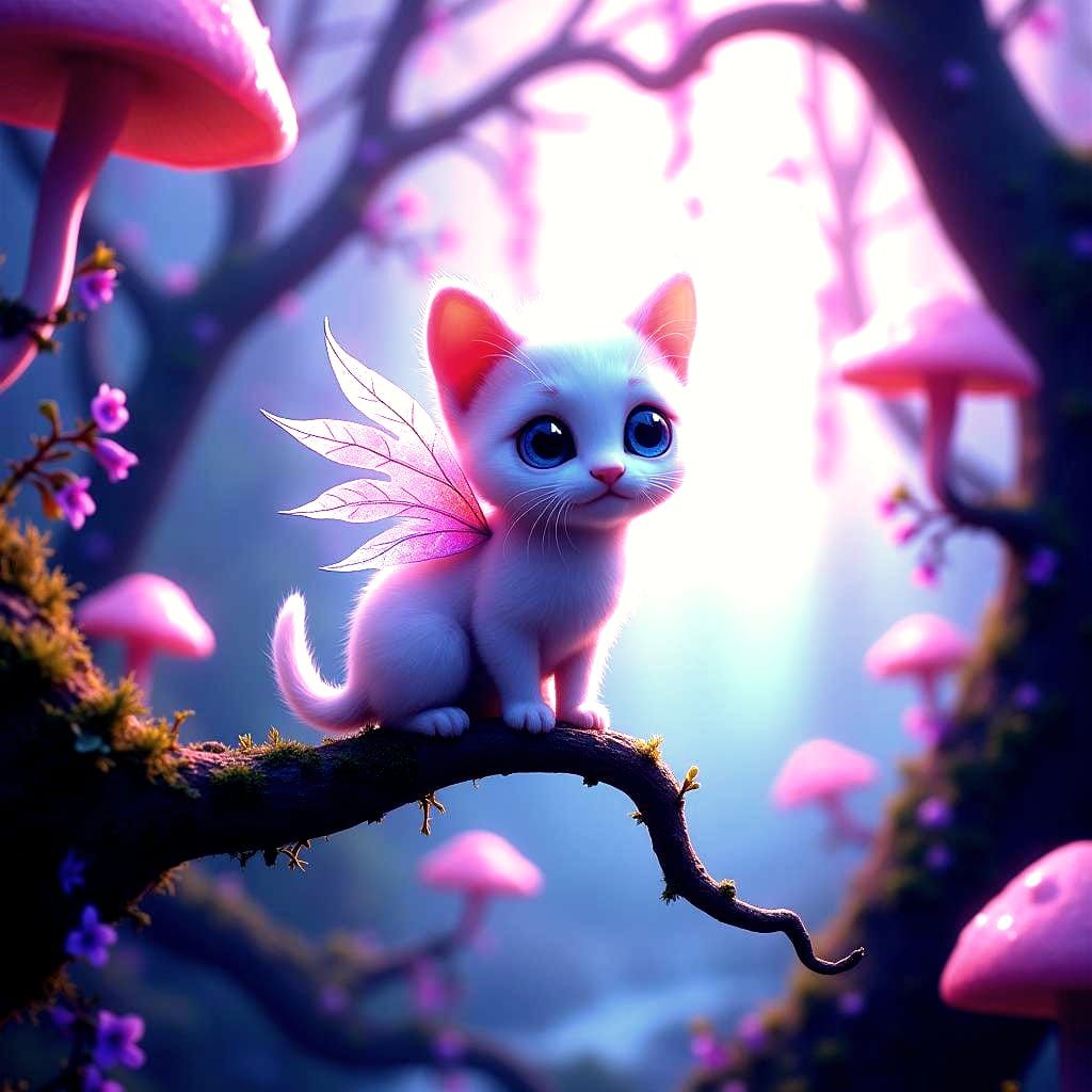 Detailed Kitten Matte Painting in Deep Color