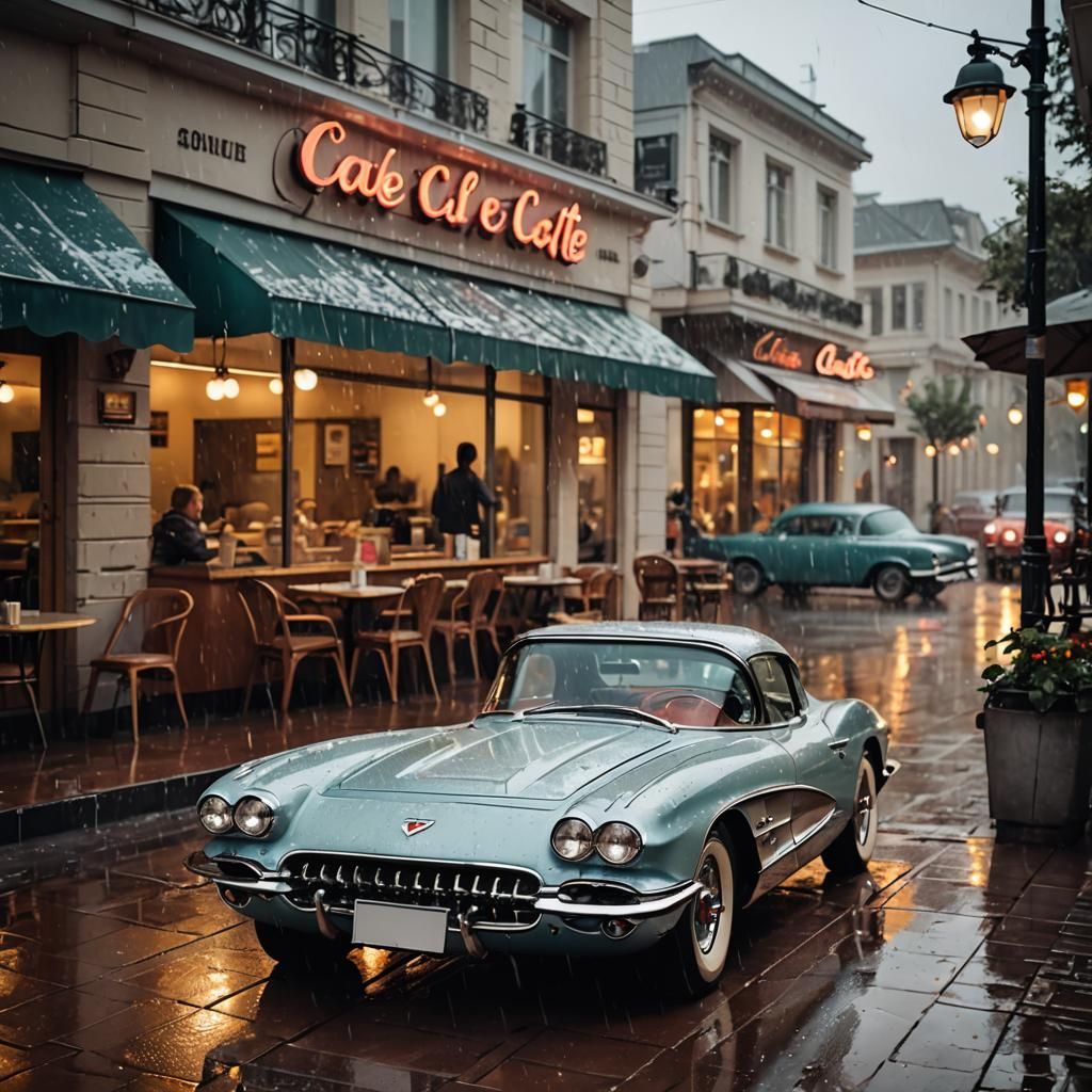 Corvette C1 in the rain