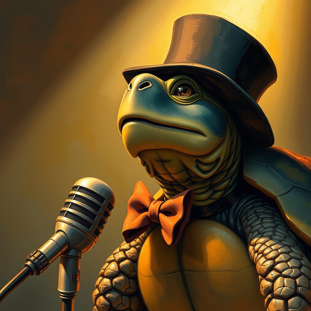 Singing Turtle in Golden Spotlight