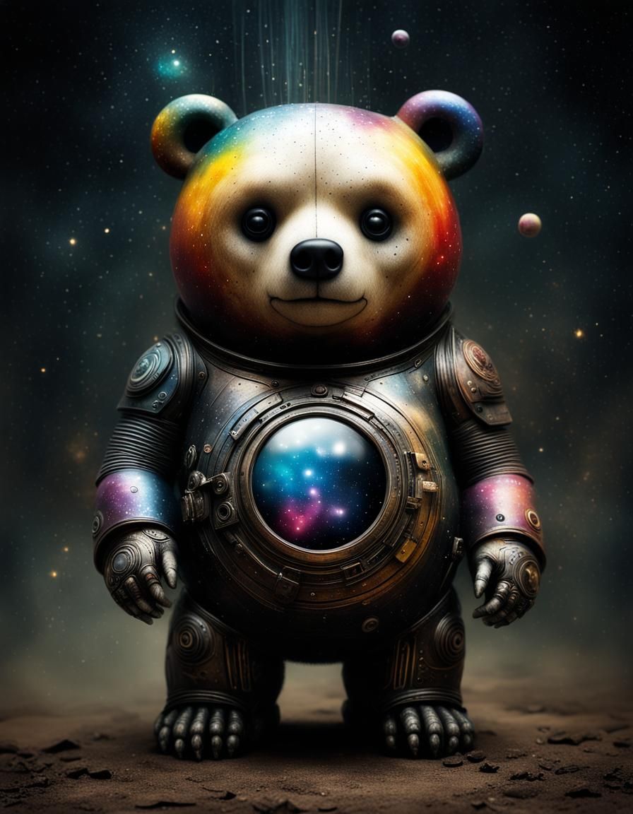 Demonic Cyborg Bear Portrait in Volcanic Hyperspace