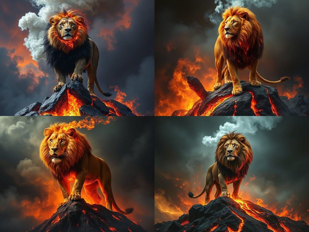 Volcanic Lion: A Fantasy Art Masterpiece