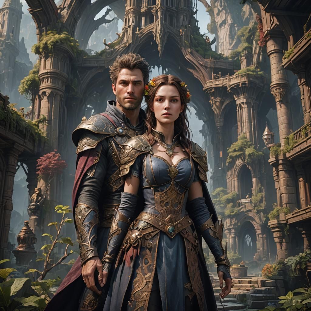 Fantasy Siblings in Detailed Matte Painting