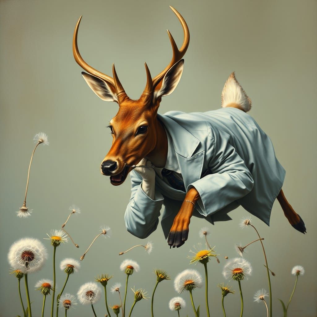 Surreal Deer Dentist in a Dali-esque Dreamscape