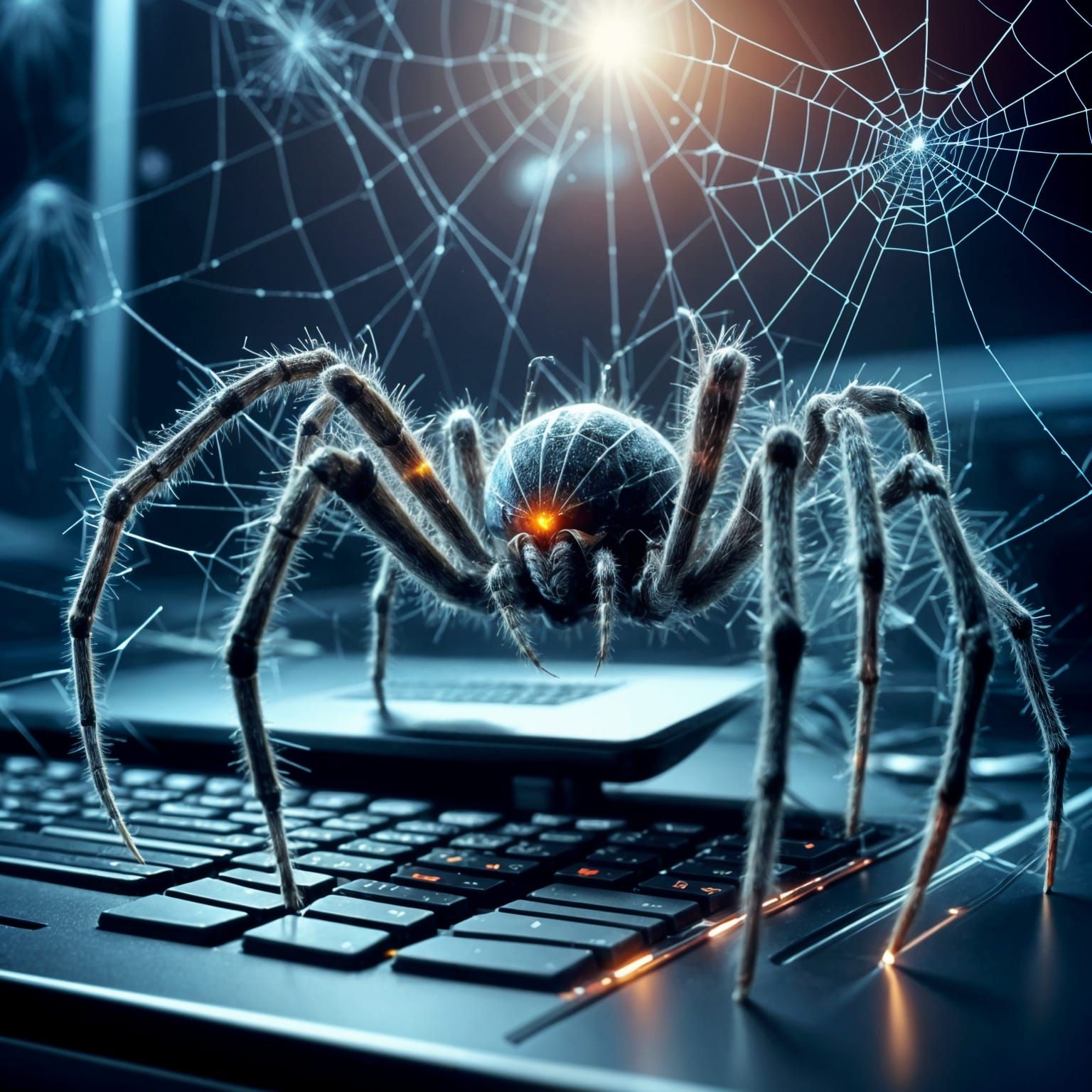 Spider Crawling on Keyboard in High-Tech Lab