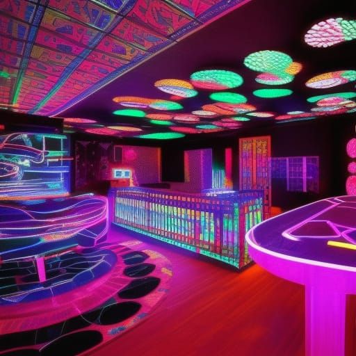 Stylish Black Light Nightclub Interior Design