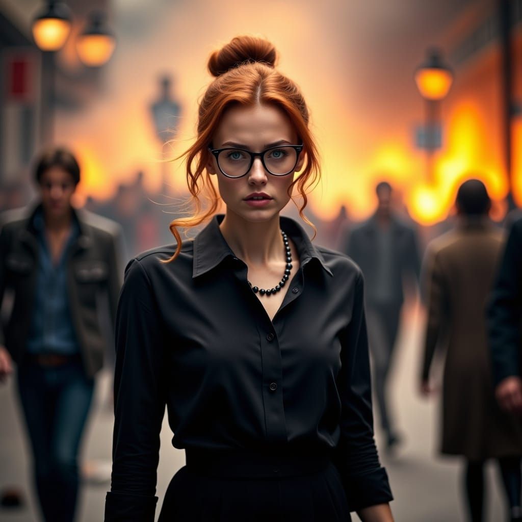 Hyperreal Drama: A Woman's Determination Amidst Turmoil