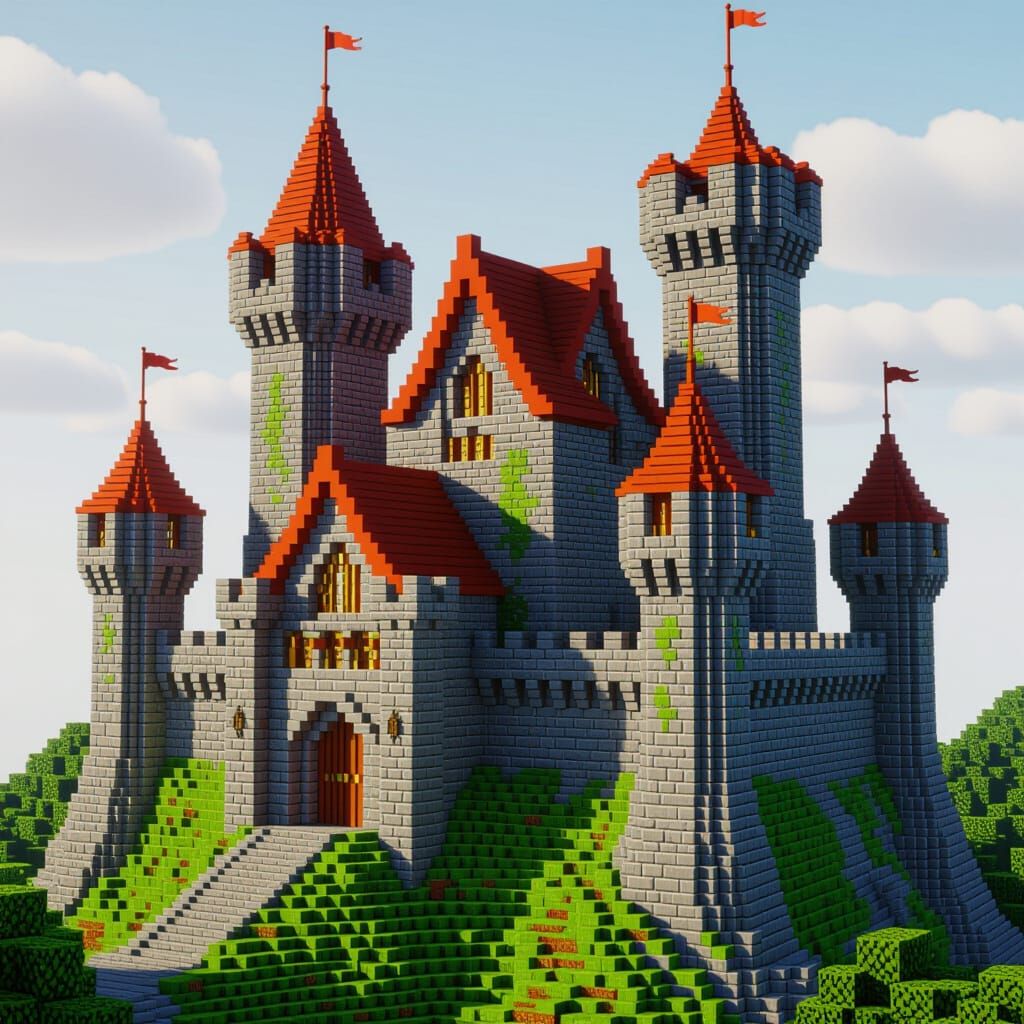 Minecraft Castle with Futuristic Medieval Style