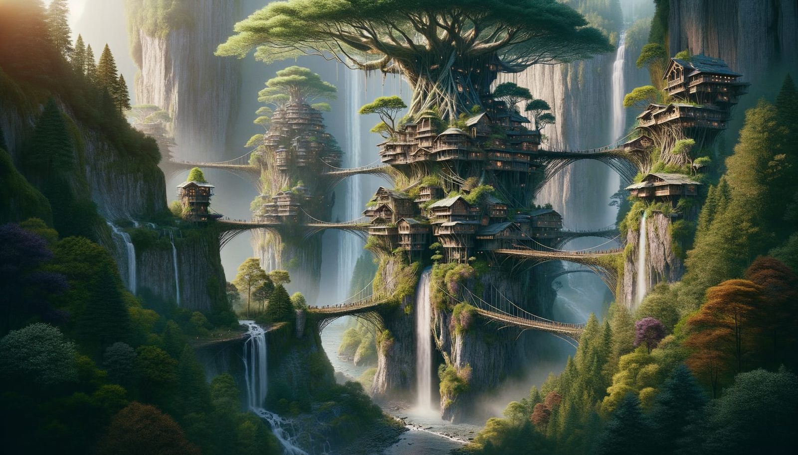 Majestic Tree City in High Fantasy Style