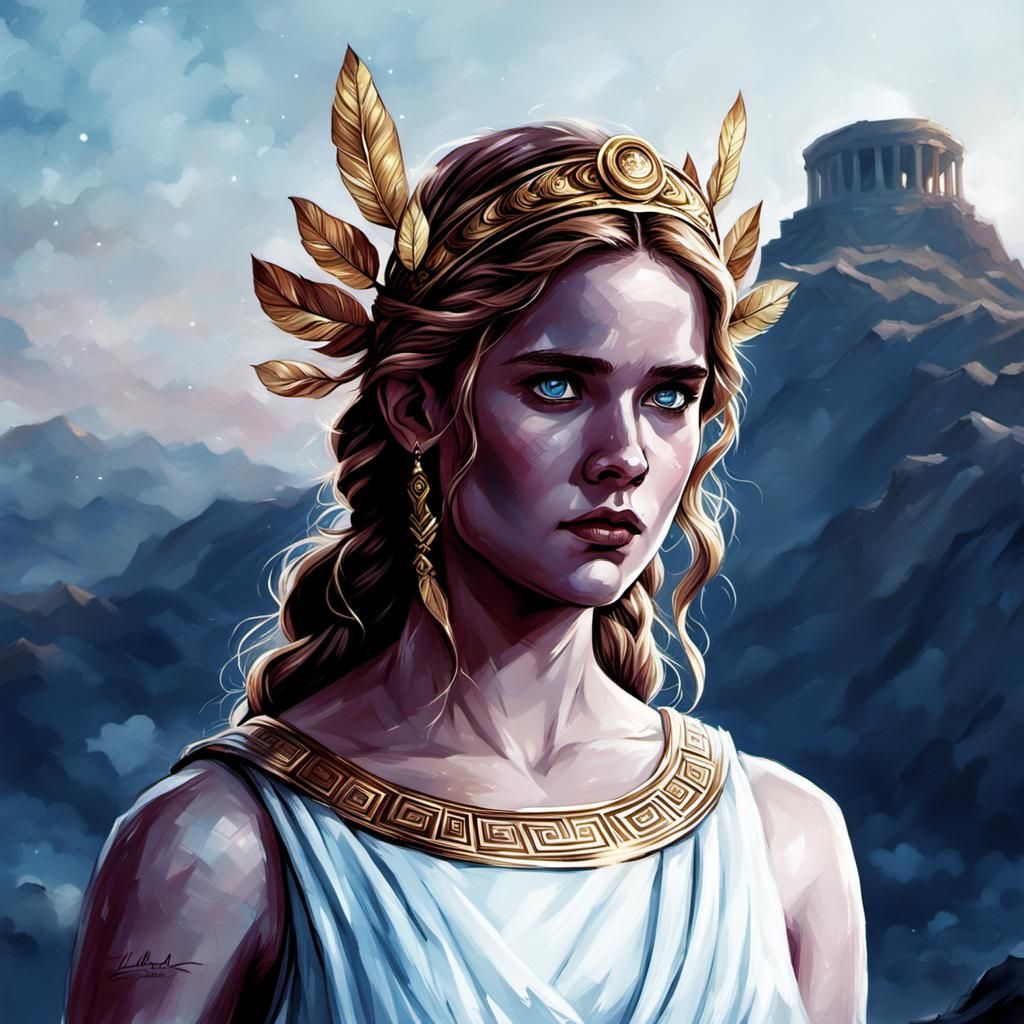 Elizabeth Lail as Greek Goddess in Comic Book Art