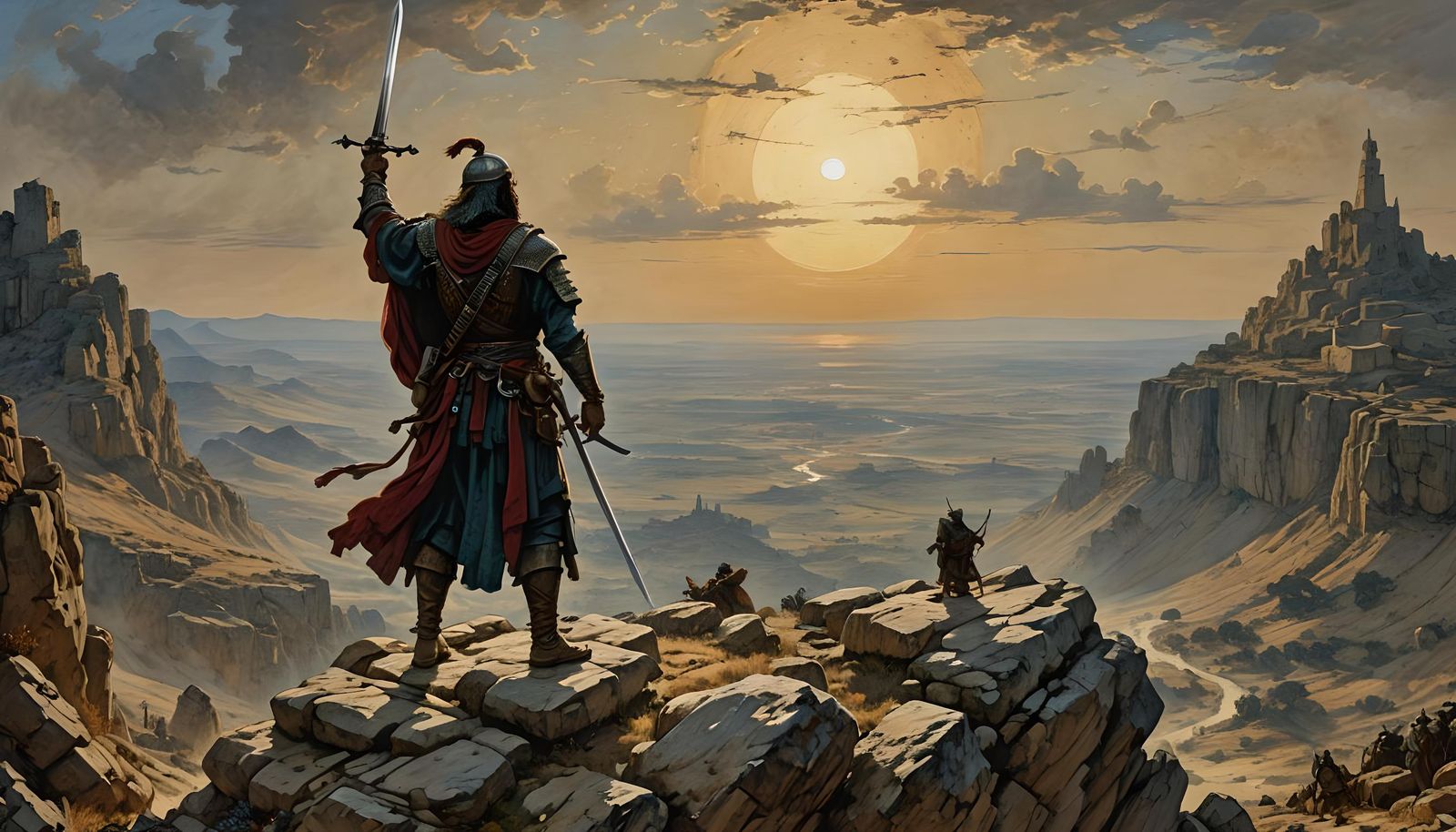 Warlord Commands the Sun in Arthur Rackham Style