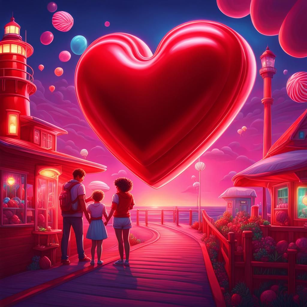 Surreal Lighthouse Scene in Candy Art Style