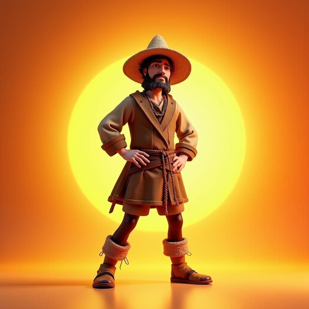 Heroic Medieval Peasant Farmer in a Rustic Style