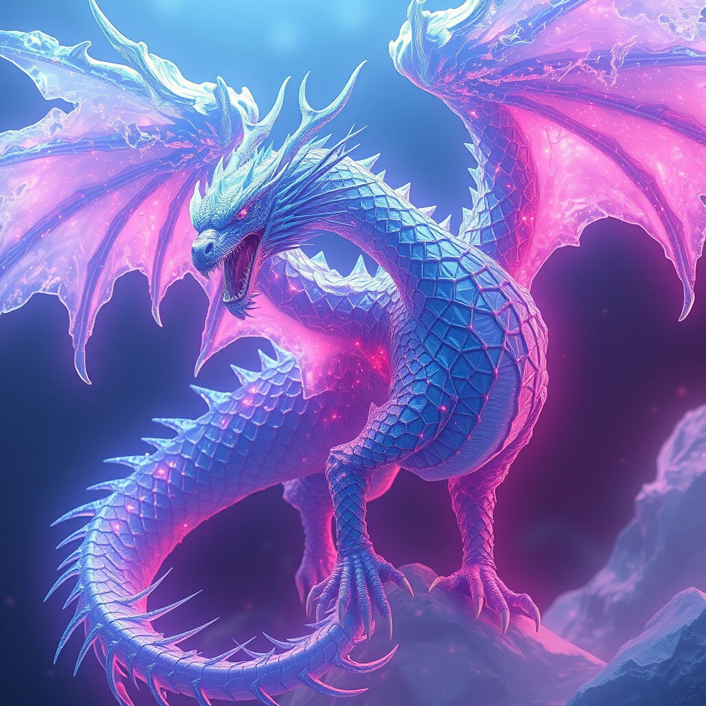 Icy Blue Phoenix Dragon in 3D Anime Art