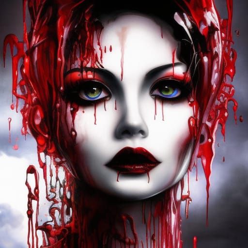 Gothic Vampire Girl in Inkpunk Style