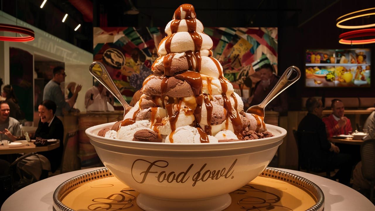 Indulgent Caramel Sundae Paradise in a Giant Dessert Bowl