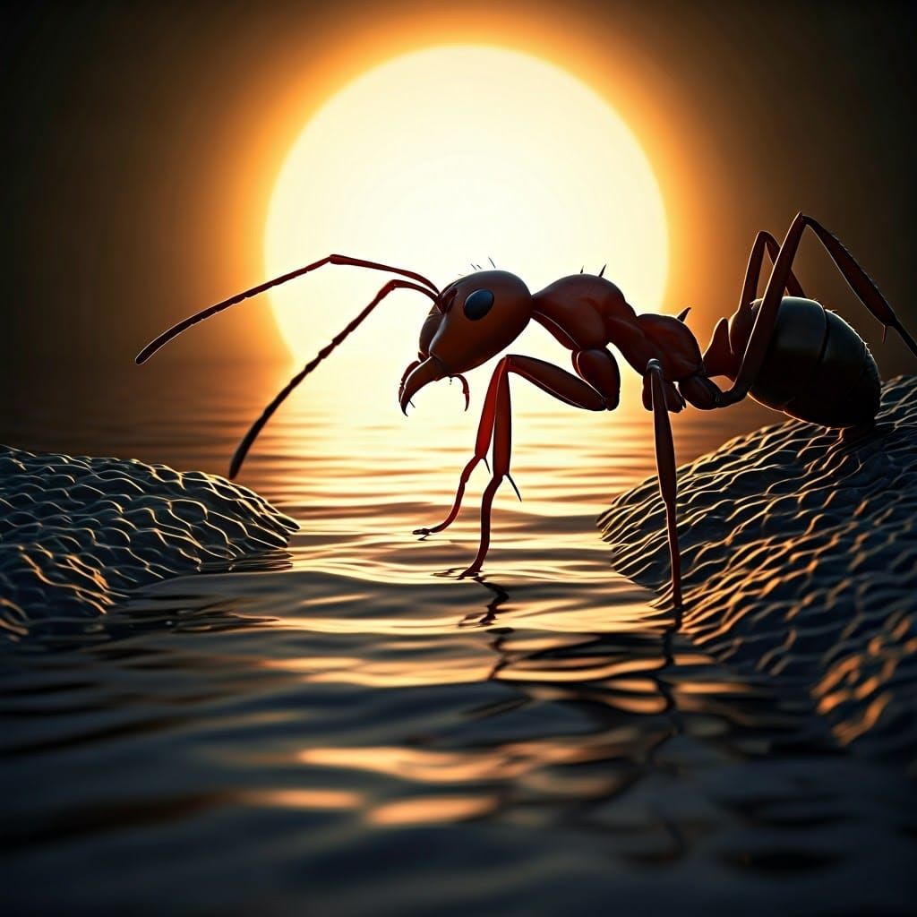 Colossal Ant Network in Hyper-Realistic Digital Art