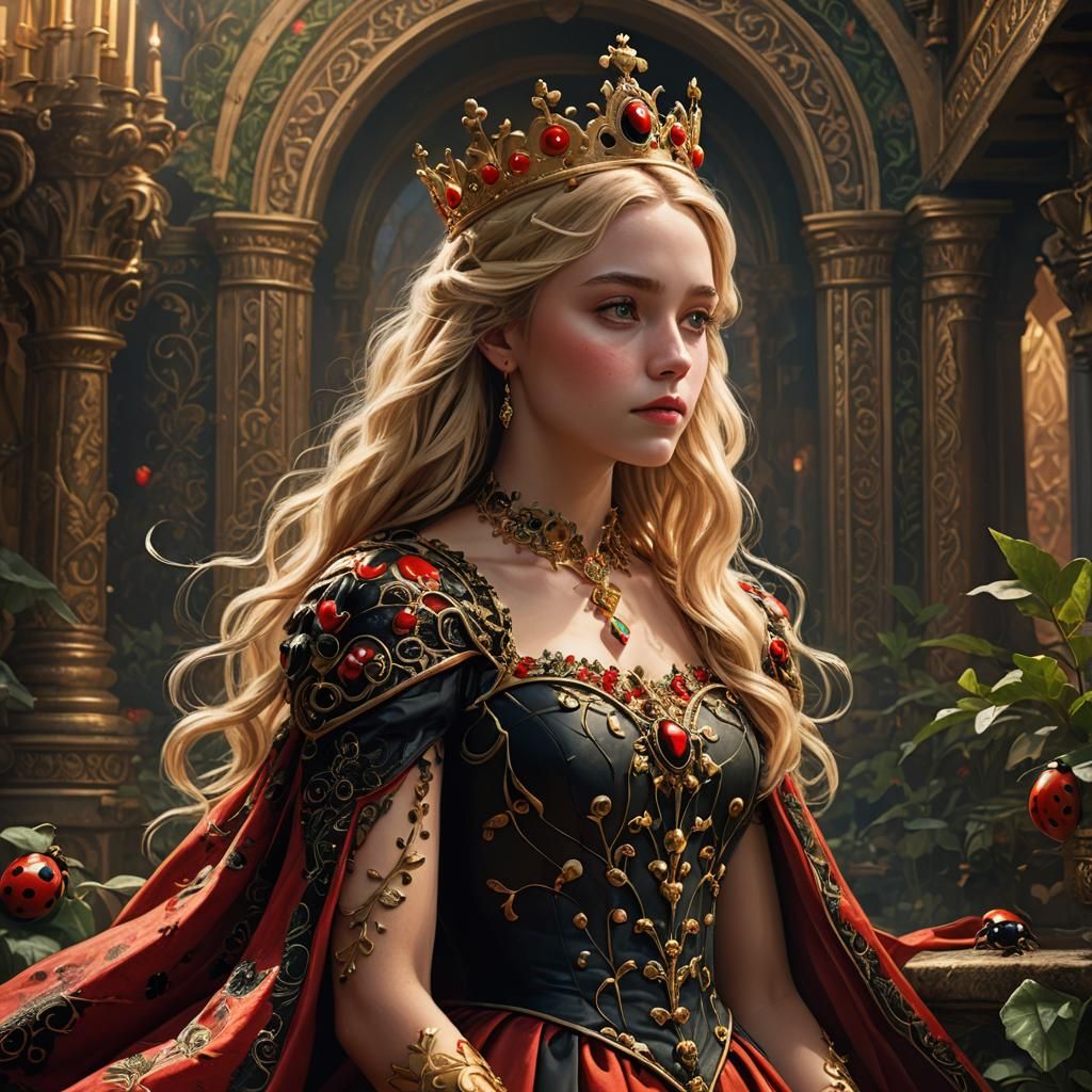 Princess in Ladybug Gown: Fantasy Concept Art