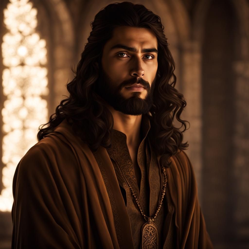 Handsome Young Man with Beard, Hyperrealistic Portrait