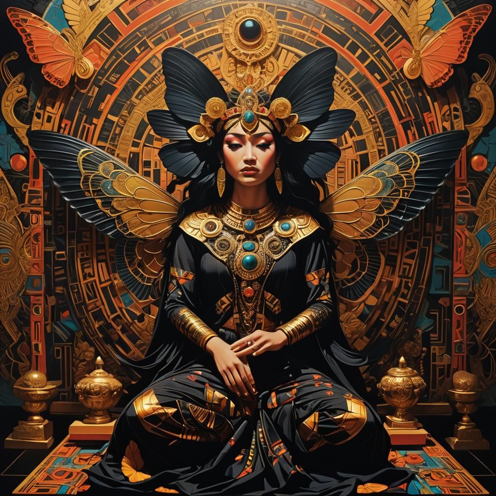 Aztec Obsidian Butterfly  Goddess Ītzpāpalōtl altar piece by...