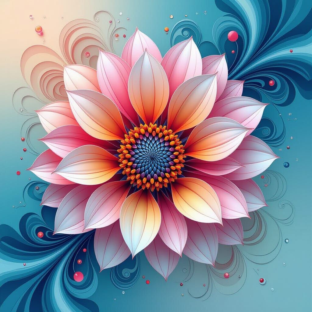 Vibrant Abstract Nature Fractal with Floral Elements