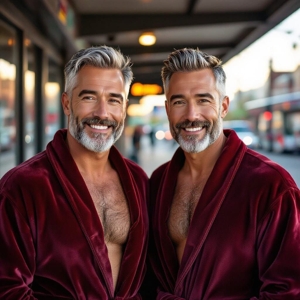 Daddies at Bus Station Impasto Oil Painting