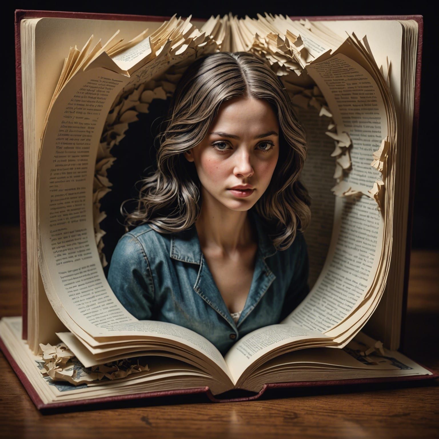 Hyperrealistic Pop-Up Book Woman