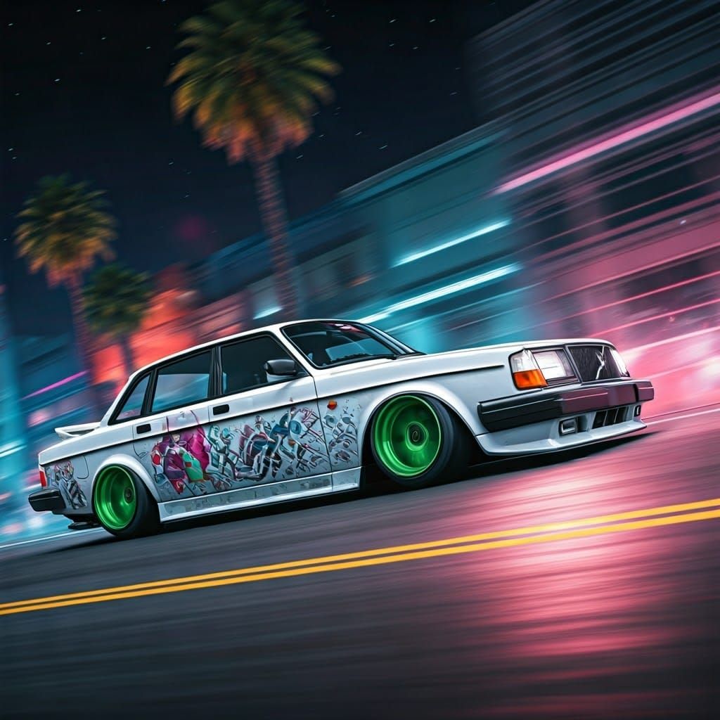 Volvo 240 Turbo: Dynamic Street Art in Motion