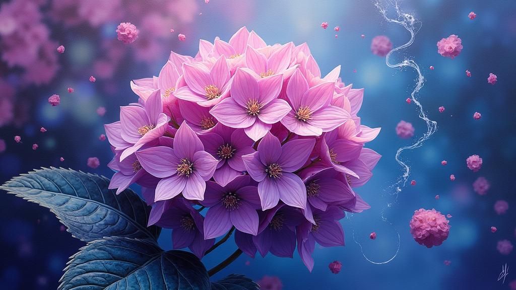 Strawberry Vanilla Hydrangea in a Graffiti Art Style