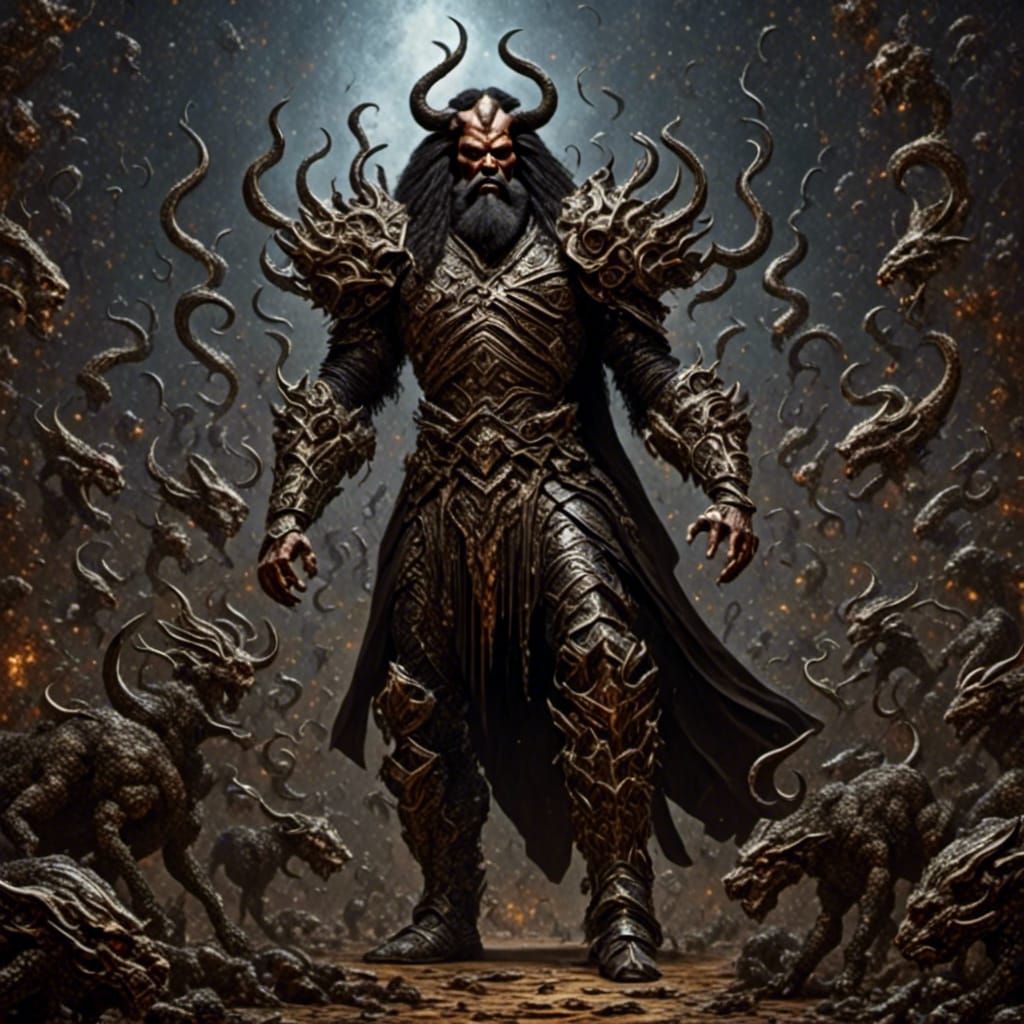 King of Hell with Demon Horde in Graphic Fantasy