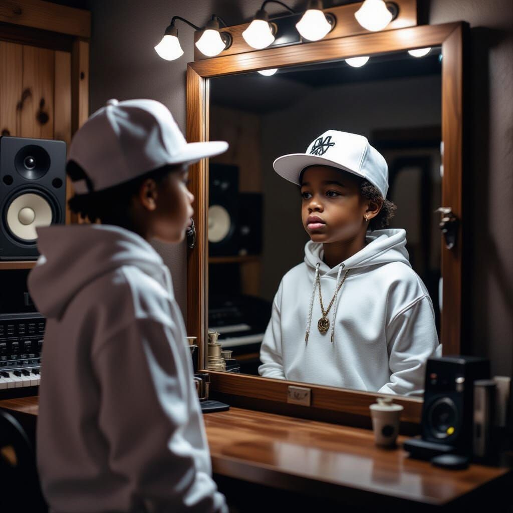 Rapper's Reflection: A Cinematic Studio Portrait