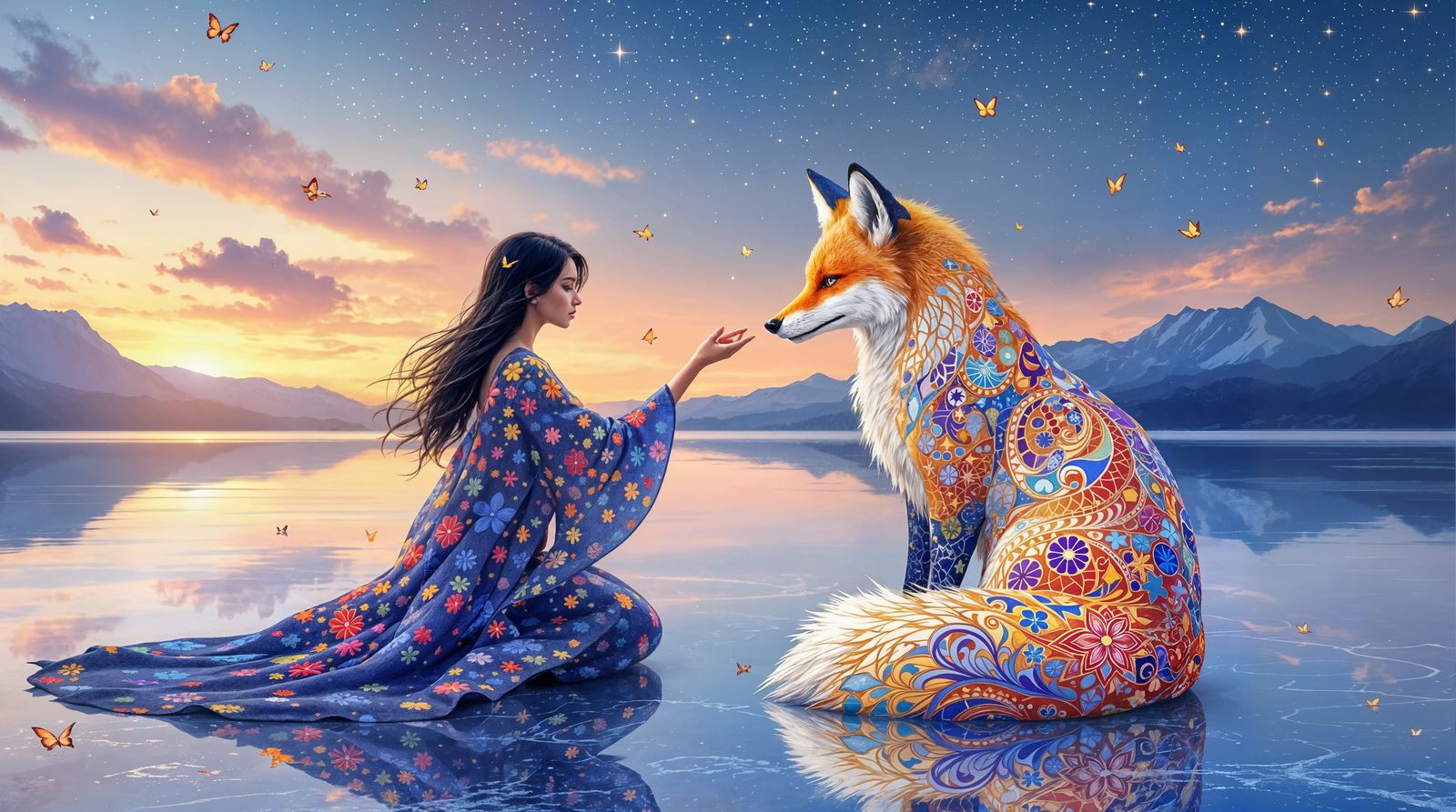 Serenity of Starlit Fox and Maiden