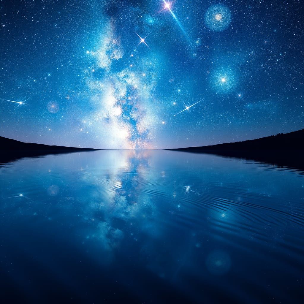 Celestial Wonder: Hyperealistic Stars on a Tranquil Lake