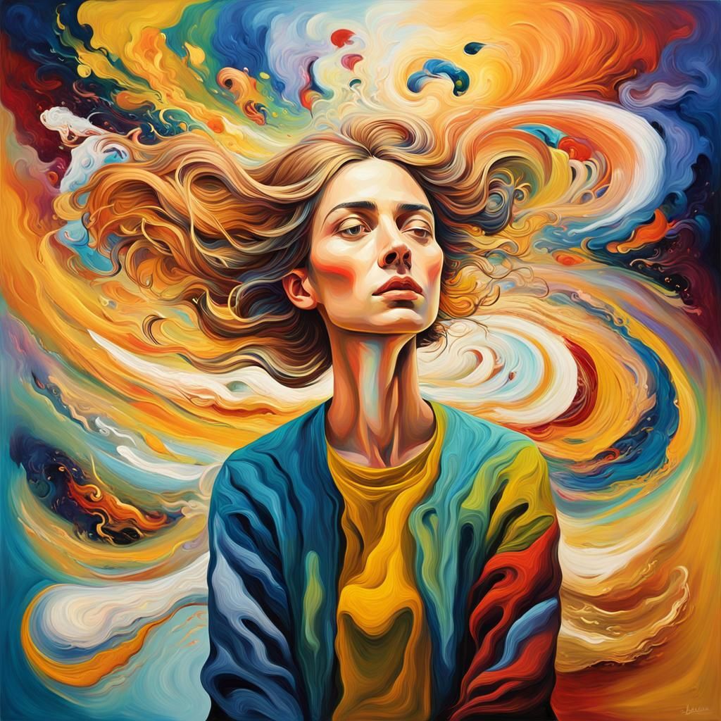 Surrealist Fauvist Portrait with Swirling Colors