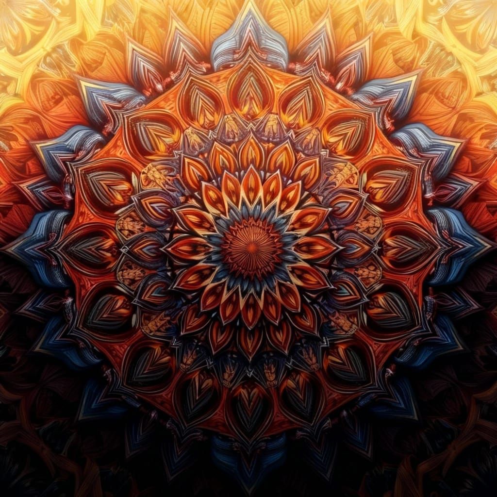 Intricate Geometric Fractal Pattern with Gradient Flow