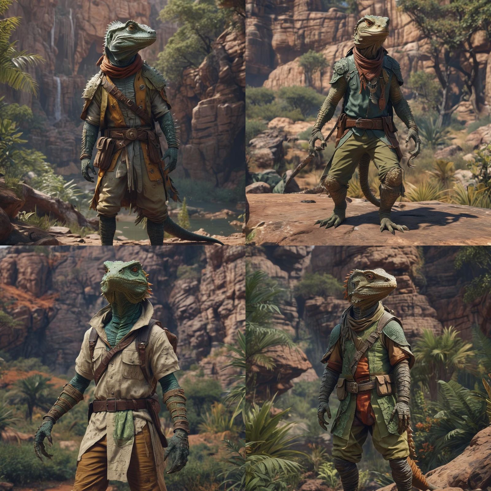 Lizard Person on Safari: Detailed Fantasy Art