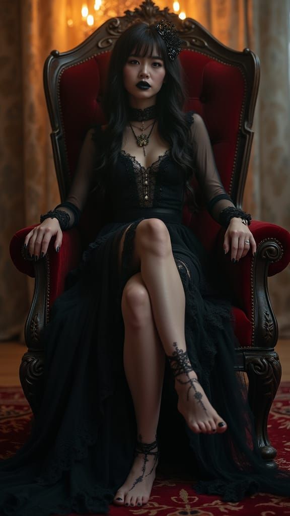 Dark Fantasy Korean Goddess in Gothic Fashion