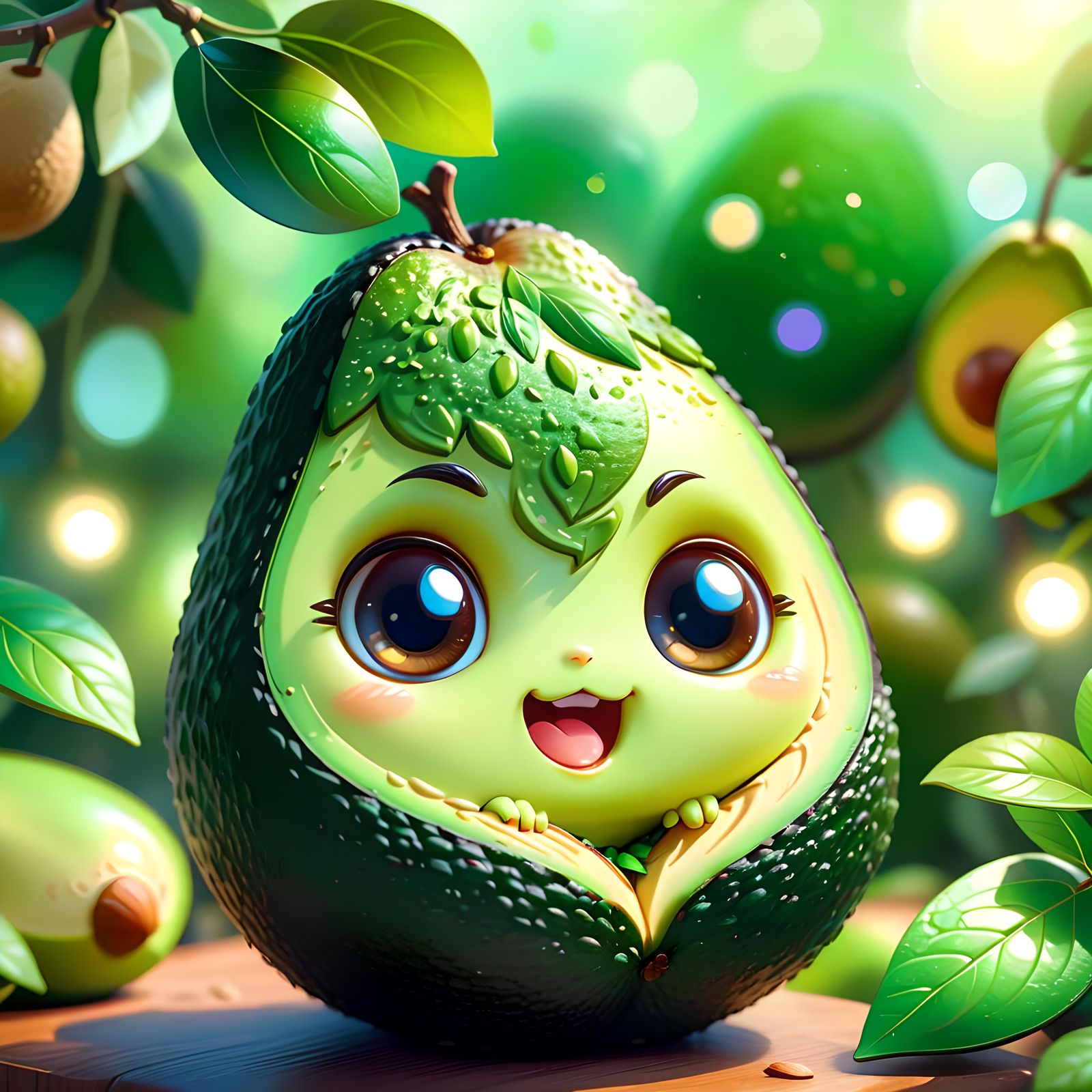 Cute Chibi Avocado Nursery Art in Digital Style