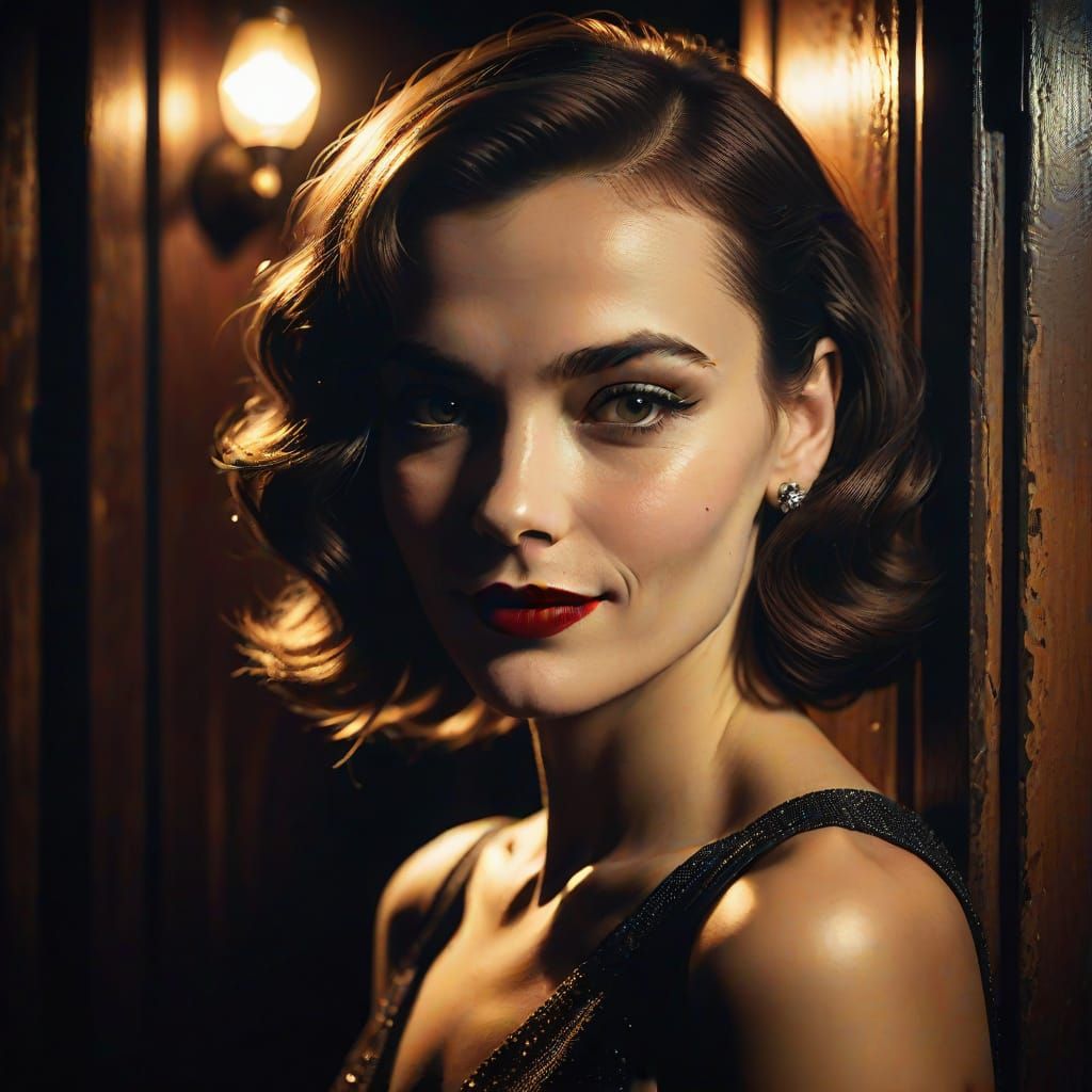 Flirtatious Jazz Club Siren in Moody Film Noir Style