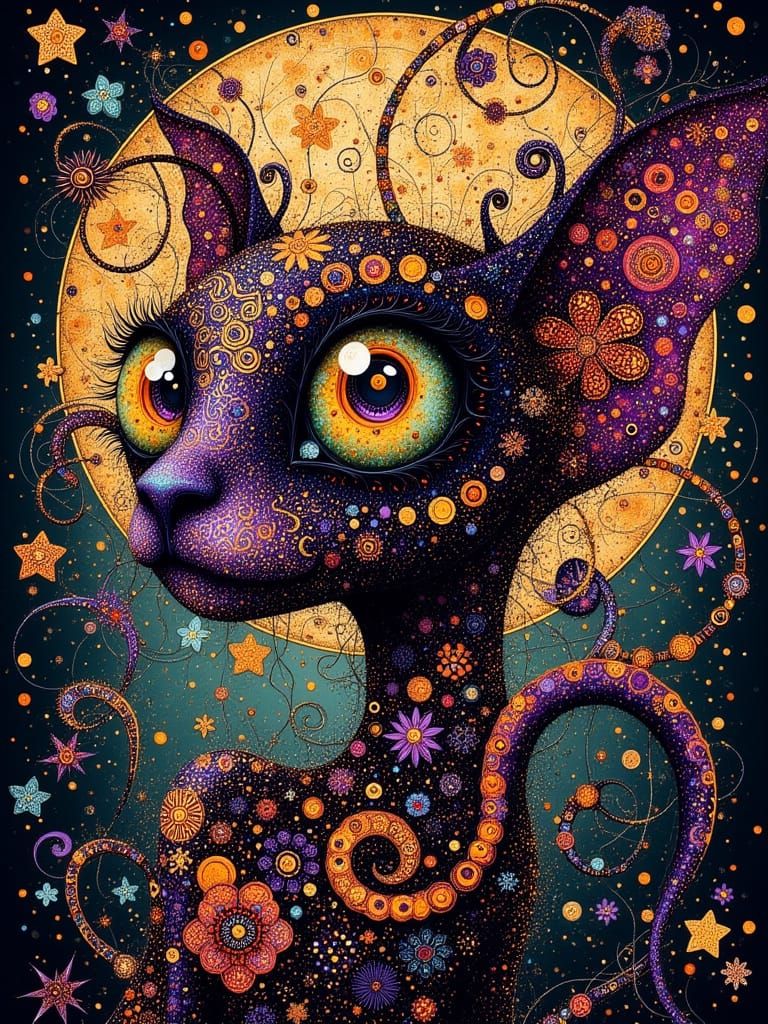 Vibrant Zentangle Halloween Monster in Rich Colors