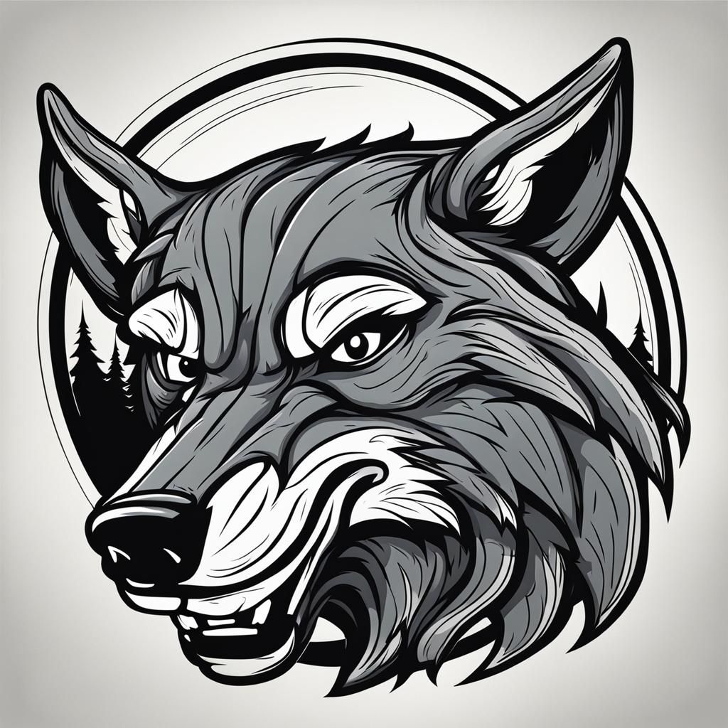 Dark Vector Rubber Hose Cartoon Wolf