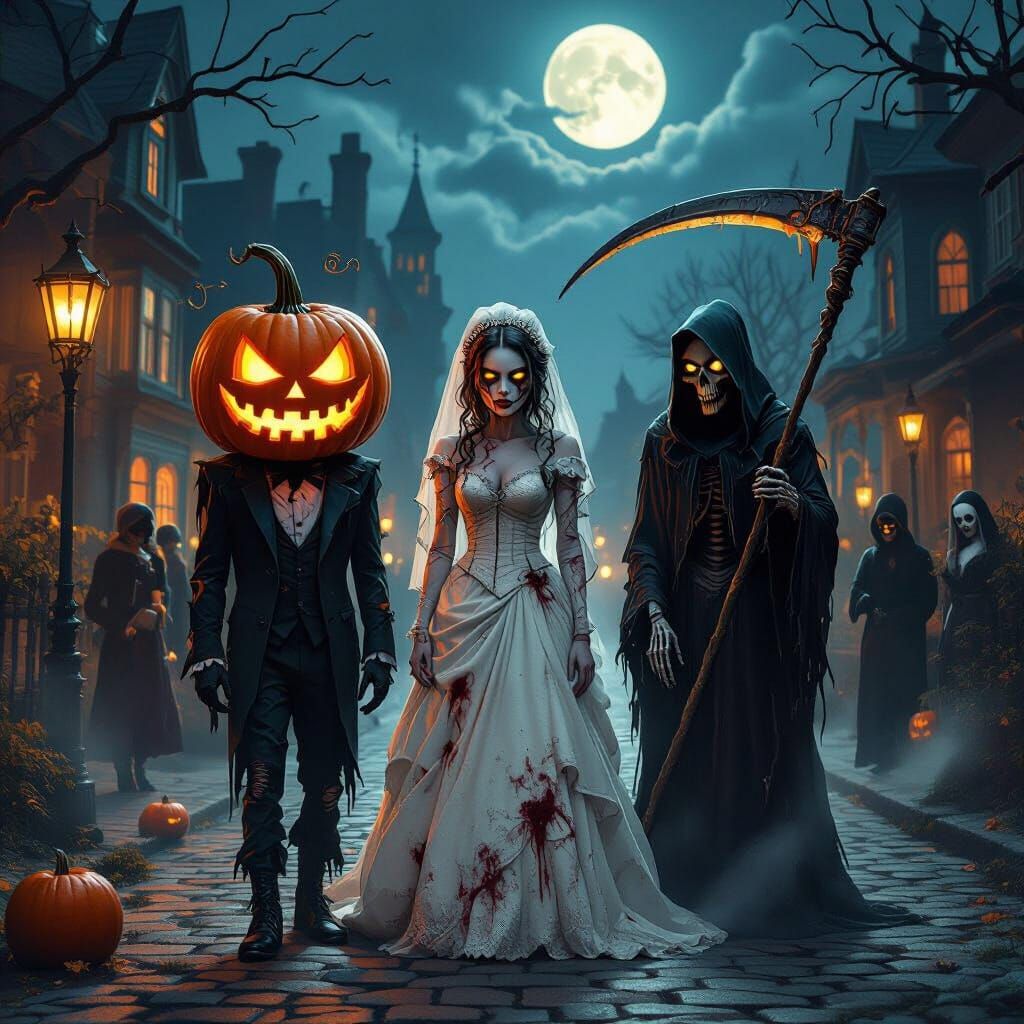 Unsettling Halloween Costumes in Dark Fantasy Style