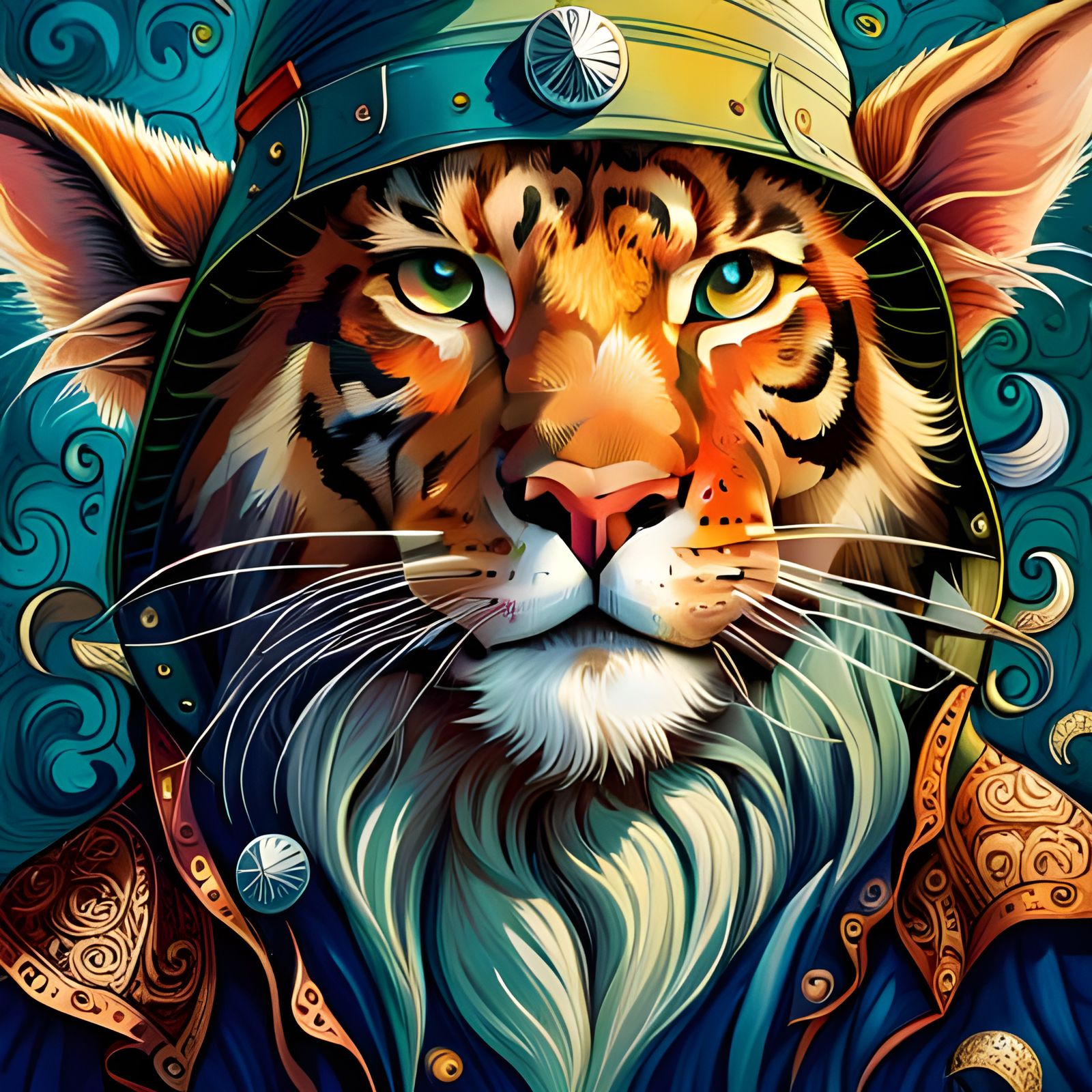 Smiling Animal Portrait in Mixed Media Style