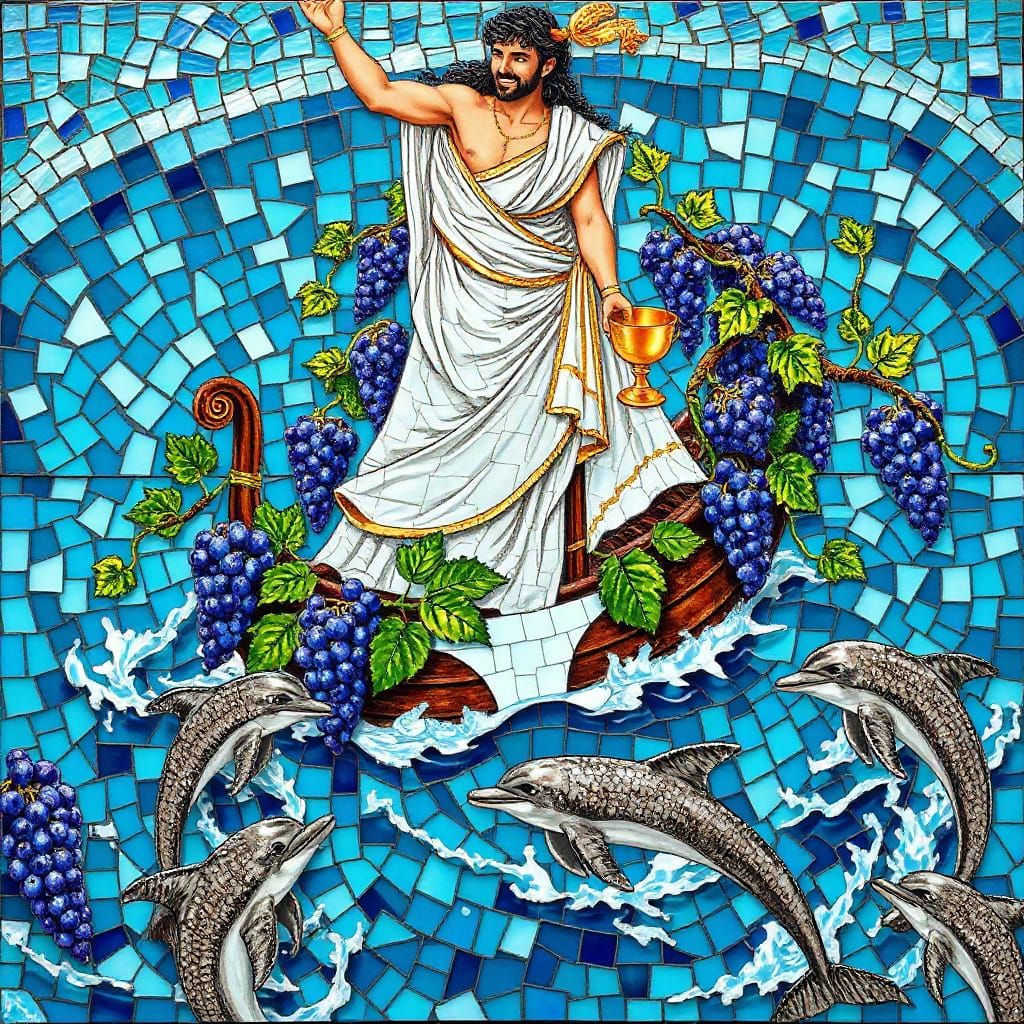 Majestic Trireme Sails Through Grape Vine-Entwined Waters wi...