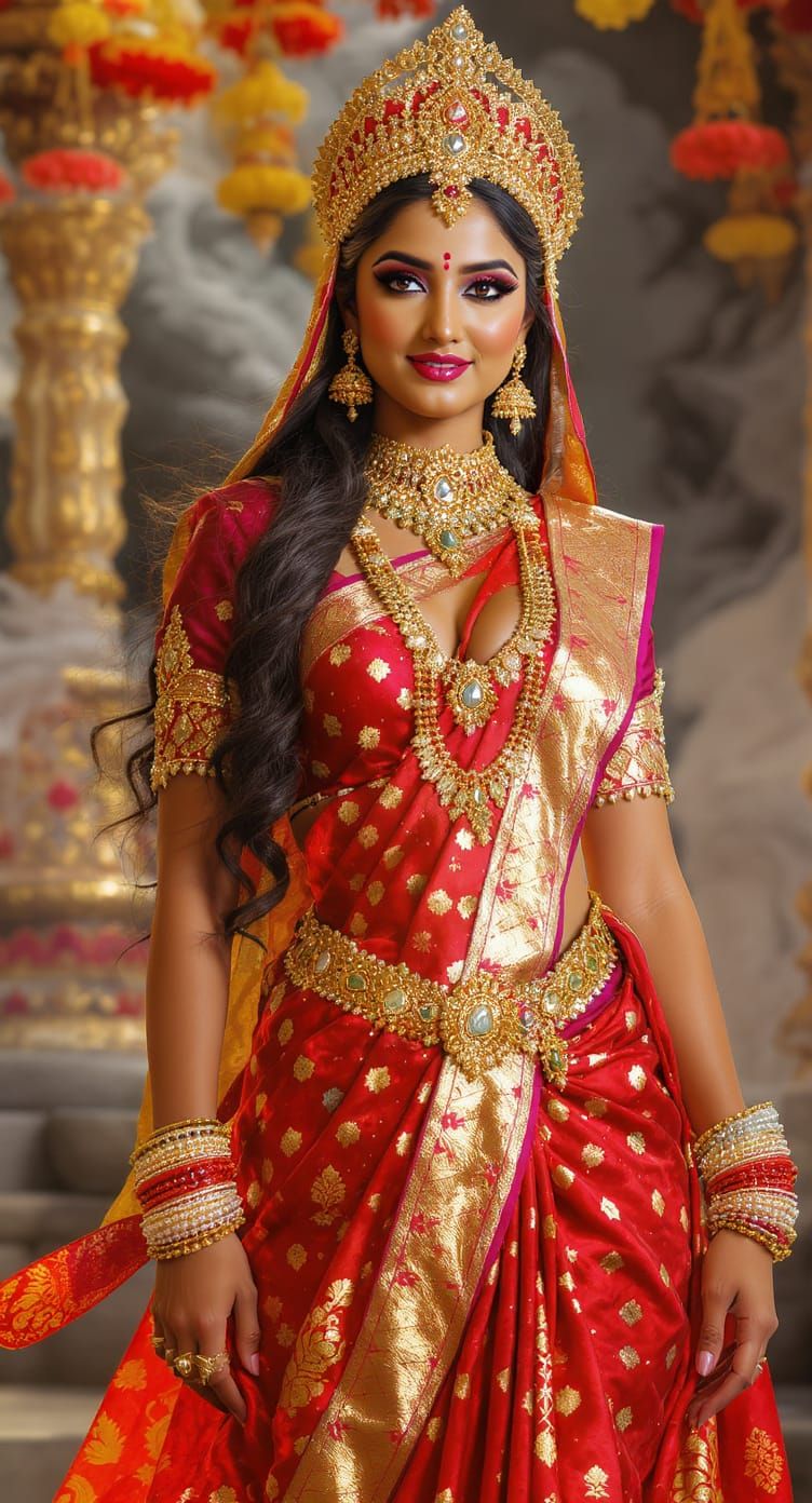 Indian Princess in Elegant Saree, Realistic 4K