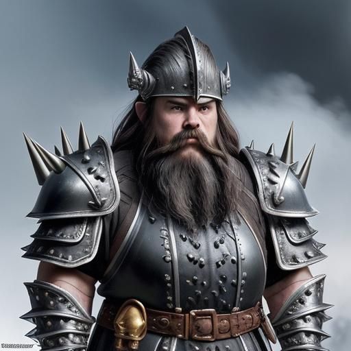 Armored Dwarf Warrior in Ethereal Fantasy Style