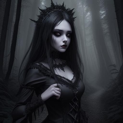 Fantasy Portrait: Dark-Eyed Brunette in Forest