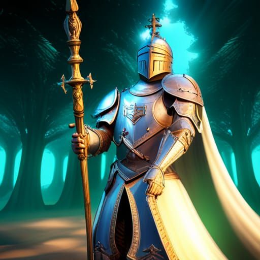 High Gothic Knight in Enchanted Forest