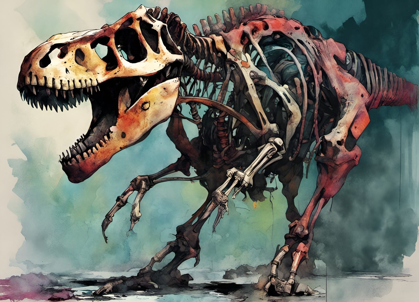 T-Rex Terminator Skeleton in Deep Colors
