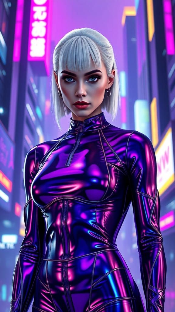 Cyber Siren in Neon Dystopia